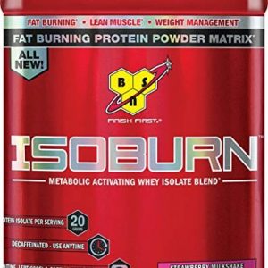 BSN ISOBURN, Lean Whey Protein Powder, Fat Burner for Weight Loss with L-carnitine - Strawberry Milkshake, (20 Servings)